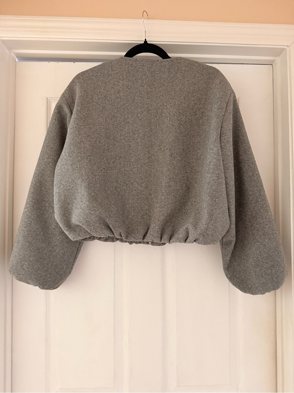 Zara - Cropped Soft Bomber Jacket - Gray - Size M - Picture 3 of 6
